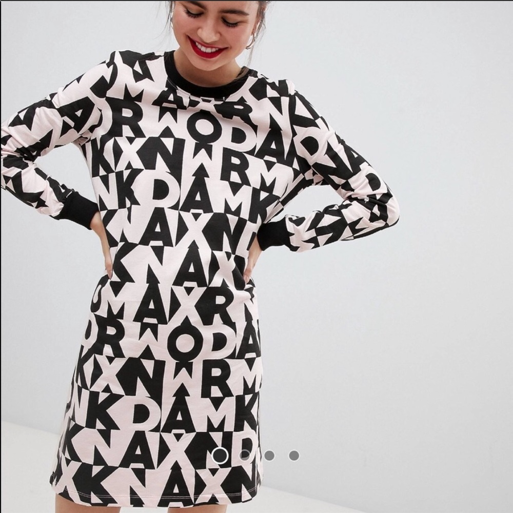 ASOS Black & cream colored Letter print dress